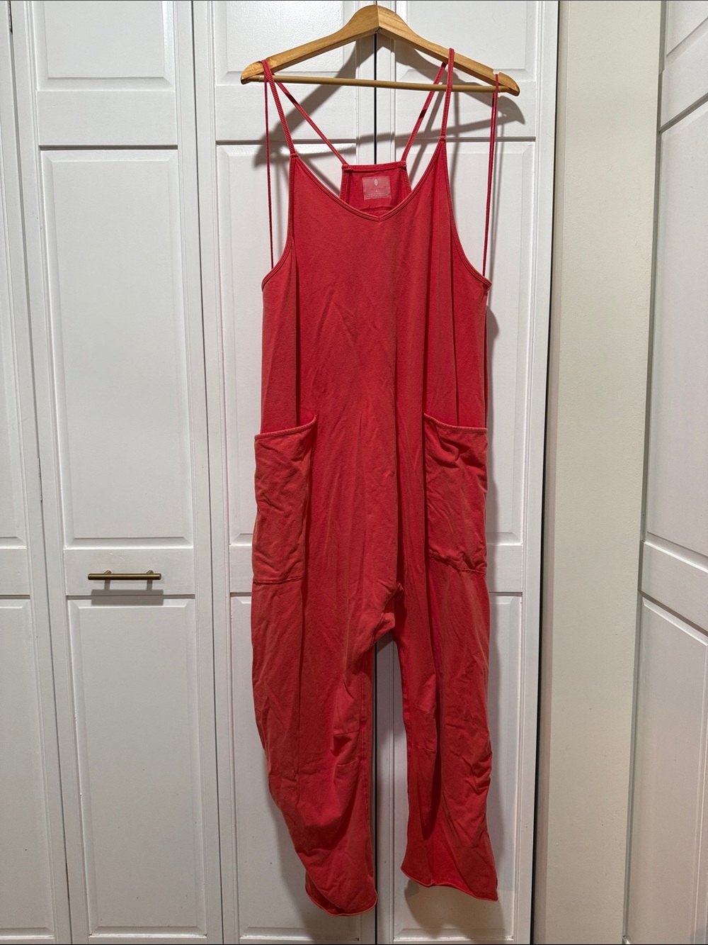 FP Movement by Free People Coral Spaghetti-Strap Wide-Leg Jumpsuit